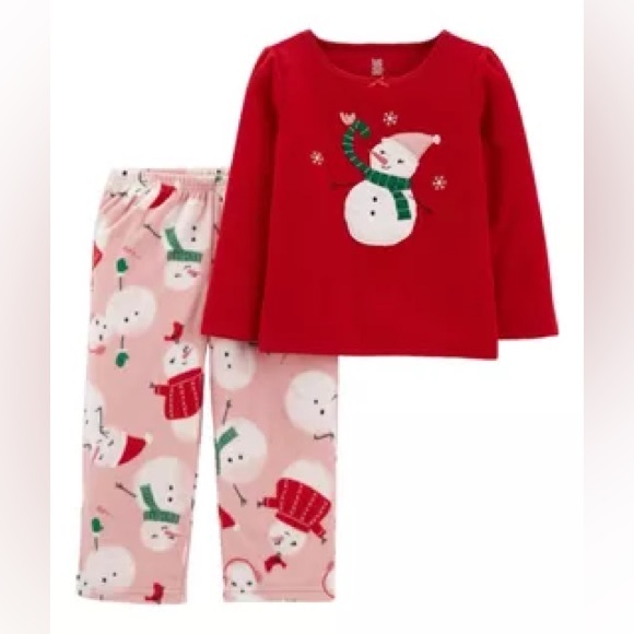 Carter’s Just One You Fleece Snowman Pajamas Size 5 - Picture 1 of 8